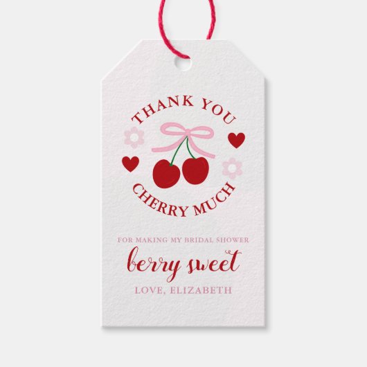 Cherry Zoete Bruidsmeisjesfeest Cadeaulabel (Voorkant)