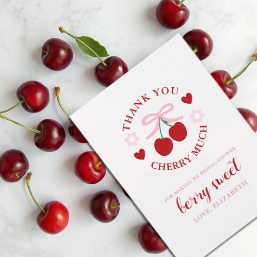 Cherry Zoete Bruiloft Bedankkaart
