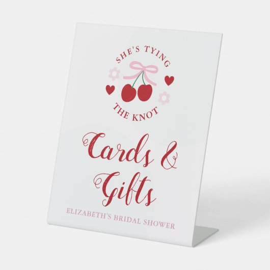 Cherry Zoete Bruiloft Cards & Cadeaus Reclamebord Met Voetstuk (Voorkant)