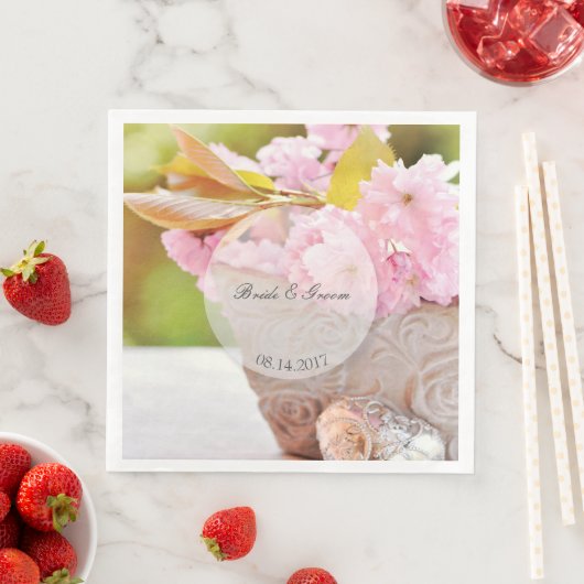 Cherryblosesedabele bruiloft servetten (Insitu)