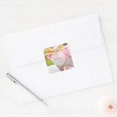 Cherryblossom, bewerkbare bruiloft-bedankt vierkante sticker (Envelop)