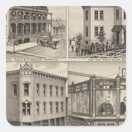 Cherryvale, Kansas Vierkante Sticker (Voorkant)