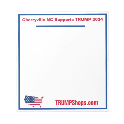 Cherryville NC Ondersteunt TRUMP 2024 Notitieblok (Voorkant)