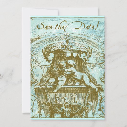 Cherub 18th Century Design Save the Date (Voorkant)