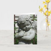 Cherub Angel Close-up Notecard Kaart (Gele Bloem)