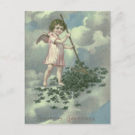Cherub Angel Four Leaf Clover Rake Briefkaart