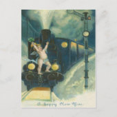 Cherub Angel Four Leaf Clover Train Briefkaart (Voorkant)