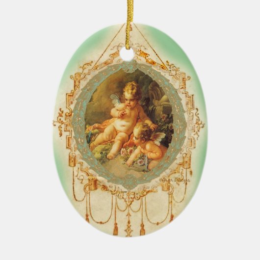 Cherub Angel Frans design Keramisch Ornament (Voorkant)
