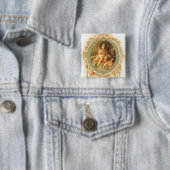 Cherub Angel Frans design Vierkante Button 5,1 Cm (In situ)
