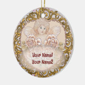 Cherub Angel Heart Keramisch Ornament (Links)