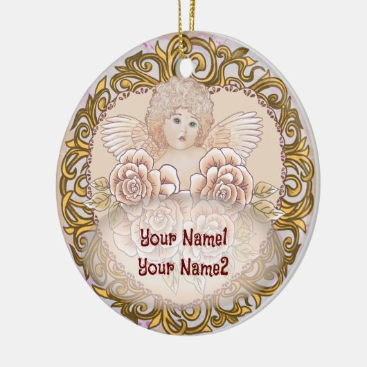 Cherub Angel Heart Keramisch Ornament (Links)