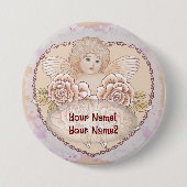 Cherub Angel Heart Ronde Button 7,6 Cm (Voorkant)