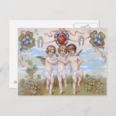 Cherub Angel Hoefijzer Shamrock Briefkaart (Voorkant / Achterkant)