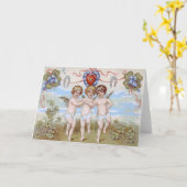 Cherub Angel Hoefijzer Shamrock Kaart (Gele Bloem)