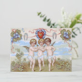 Cherub Angel Hoefijzer Shamrock Kaart (Staand voorkant)
