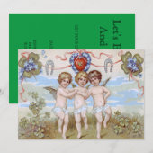 Cherub Angel Hoefijzer Shamrock Kaart (Voorkant / Achterkant)