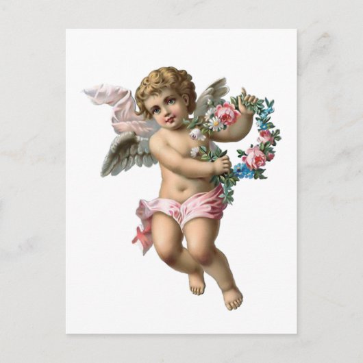 Cherub Angel-kerstVintage Briefkaart (Voorkant)