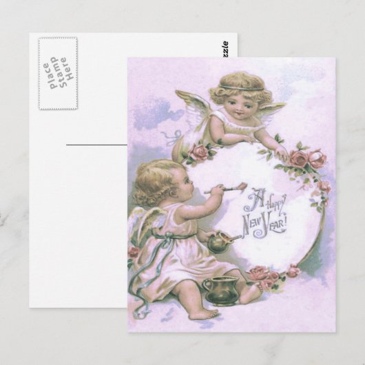Cherub Angel Schilderen Roos Egg Briefkaart (Voorkant / Achterkant)