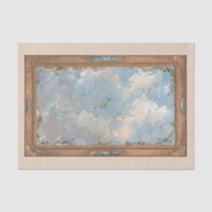 Cherub Angel Sky Clouds Gold Lijst Art-ontkoppelin Tissuepapier