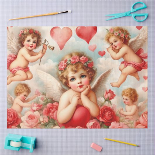  Cherub Angels en harten Tissuepapier (Craft)