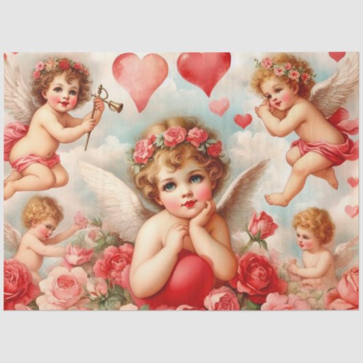 Cherub Angels en harten Tissuepapier (Voorkant)