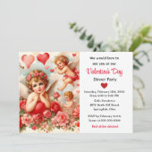 Cherub Angels en Harten Valentijnsdag Kaart (Staand voorkant)