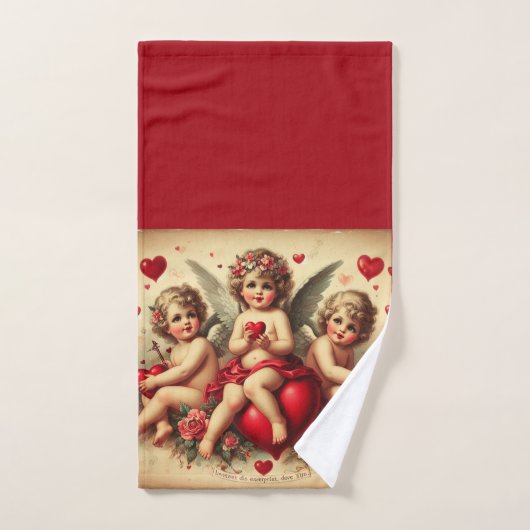  Cherub Angels en Rode Harten Bad Handdoek (Handdoek)