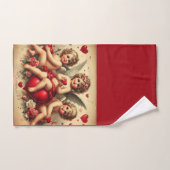  Cherub Angels en Rode Harten Bad Handdoek (Handdoek)