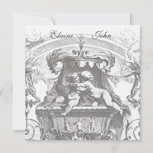 Cherub Angels French Architecture Invitation Save The Date (Voorkant)