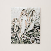 Cherub Angels in het bloemveld Legpuzzel (Verticaal)