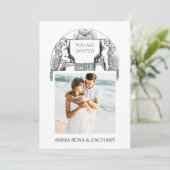 *~* Cherub AR6 Victoriaans QR FOTO RSVP Weddenscha Kaart (Staand voorkant)