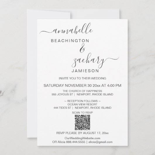 *~* Cherub Banner PHOTO AR6 RSVP + QR Weddenschap  Kaart (Achterkant)