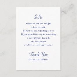 Cherub Blue Wedding Suite Details Gift Honeyfund Informatiekaartje