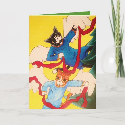 Cherub Cats Feestdagen Kaart (Voorkant)