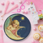  Cherub Celestial Moon Angel Baby Meisje Blauw Papieren Bordje (Feest)