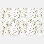  Cherub Cupid Angels Bloemen Beige Toile Inpakpapier Vel (Voorkant)
