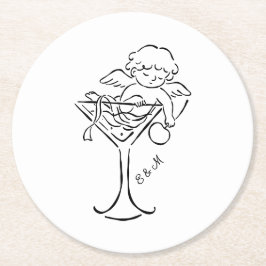 Cherub Cupid Cocktail Wedding Engagement Ronde Kartonnen Onderzetter