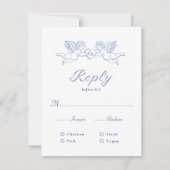 Cherub Cupid Couple Holding Heart Wedding Meal RSVP Kaartje (Voorkant)