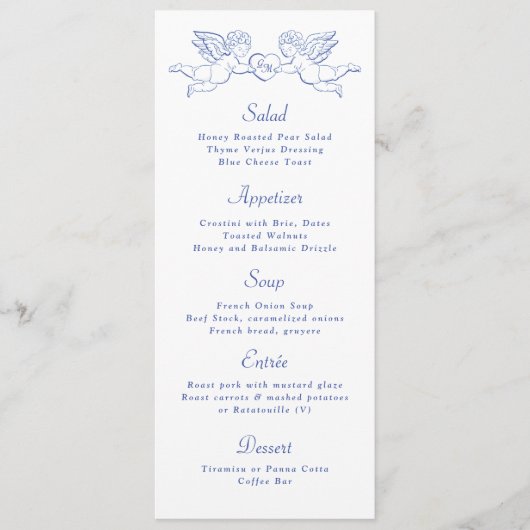 Cherub Cupid Couple Holding Heart Wedding Menu (Voorkant)