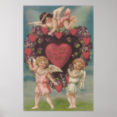 Cherub Cupid Heart Violets Valentijn Poster (Voorkant)