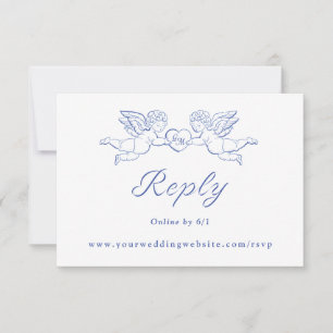 Cherub Cupid Koppel Houden Hart Trouw Online RSVP Kaartje