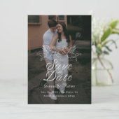 Cherub Cupid Koppel met Hart Trouwfoto Save The Date (Staand voorkant)