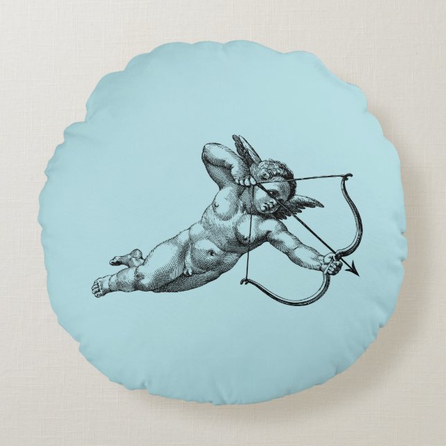  Cherub Cupid Love Rond Kussen (Voorkant)