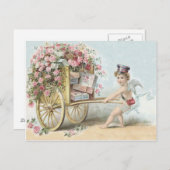 Cherub Cupid Mail Roos Snoep Cart Briefkaart (Voorkant / Achterkant)