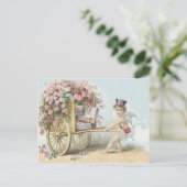 Cherub Cupid Post Roos Snoep Kar Briefkaart (Staand voorkant)