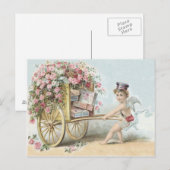 Cherub Cupid Post Roos Snoep Kar Briefkaart (Voorkant / Achterkant)