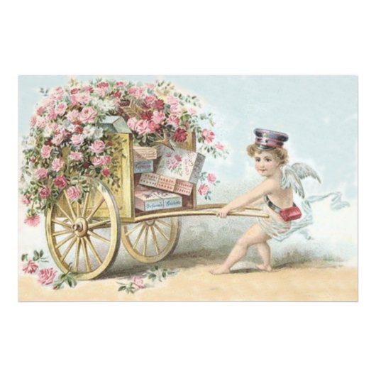 Cherub Cupid Post Roos Snoep Kar Foto Afdruk (Voorkant)