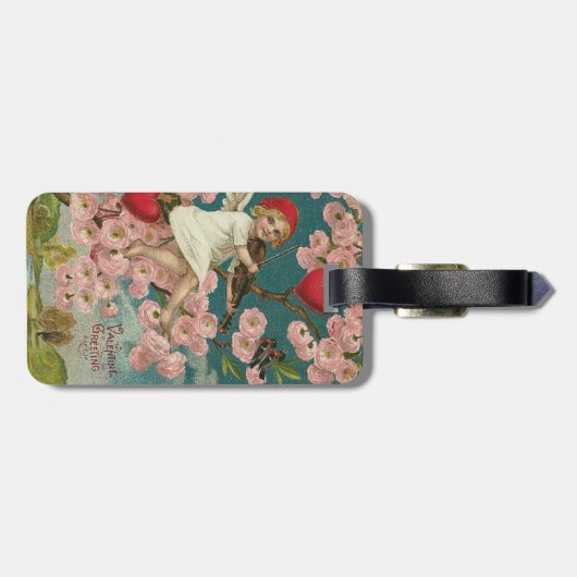 Cherub Cupid Roos Hart Vioolboom Vogel Bagagelabel (Achterkant horizontaal)