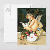 Cherub Cupido Duif Roos Hart Briefkaart (Voorkant / Achterkant)