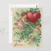 Cherub Cupido Hartpijl Vergeet-Me-Nots Briefkaart (Voorkant / Achterkant)